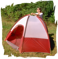 woman and tent